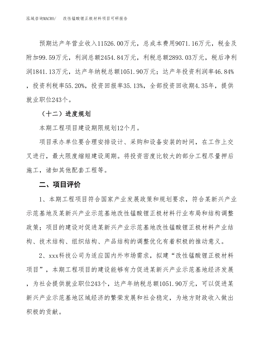 改性锰酸锂正极材料项目可研报告（立项申请）_第4页