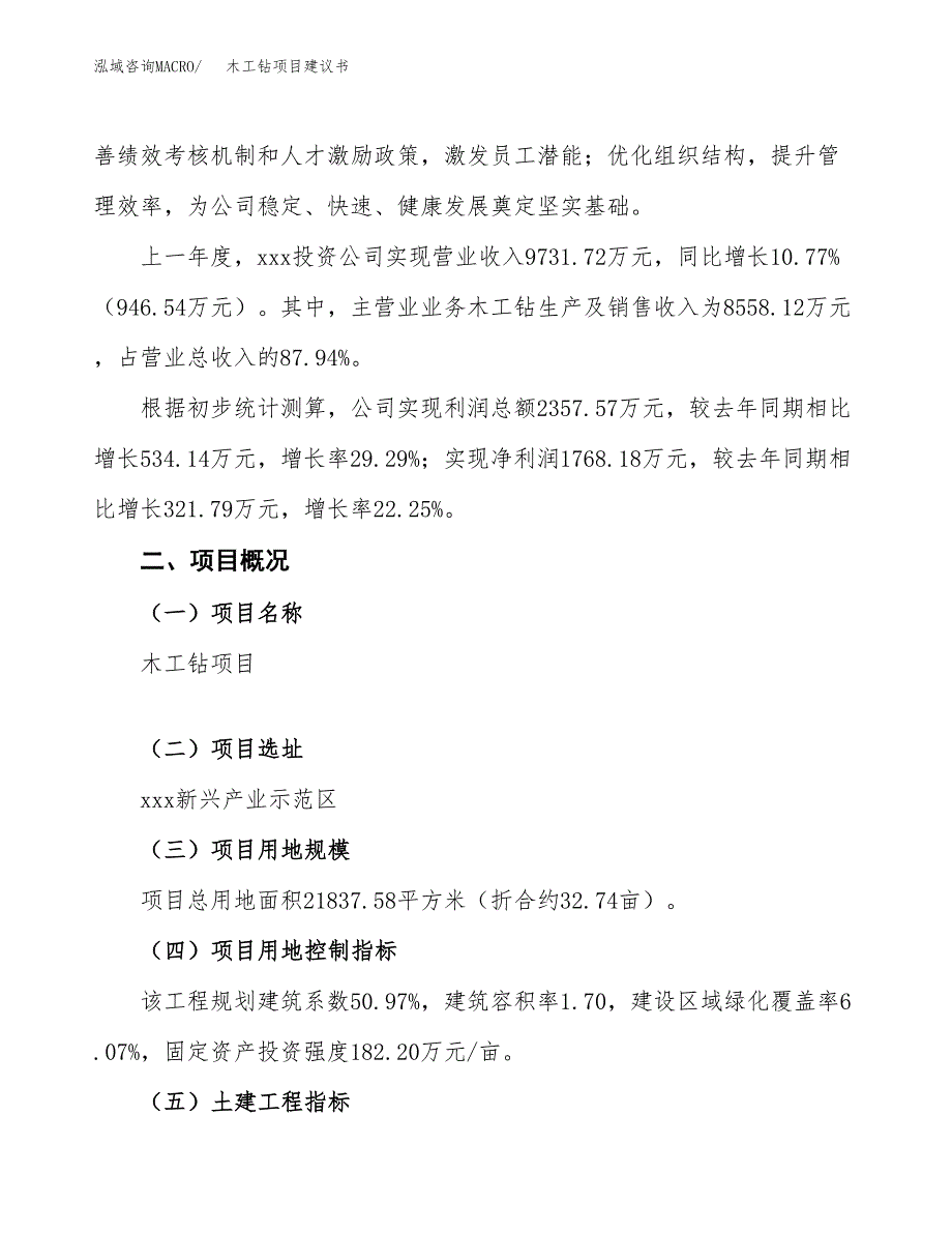 木工钻项目建议书范文模板_第2页