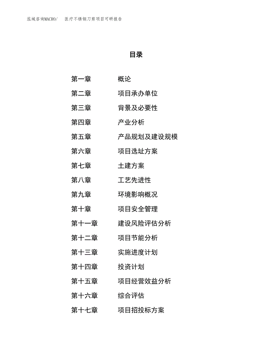 医疗不锈钢刀剪项目可研报告（立项申请）_第1页