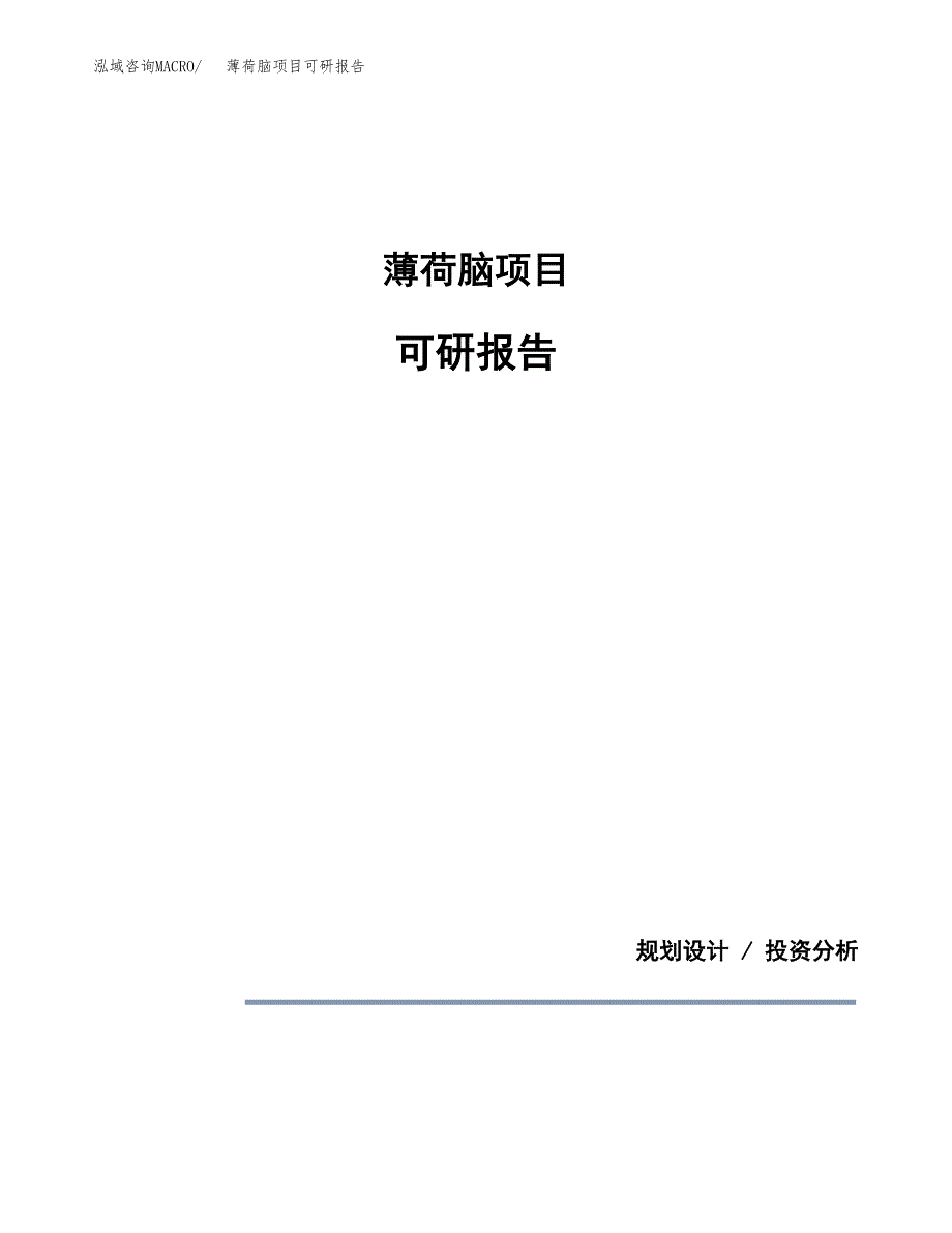 (2019)薄荷脑项目可研报告模板.docx_第1页