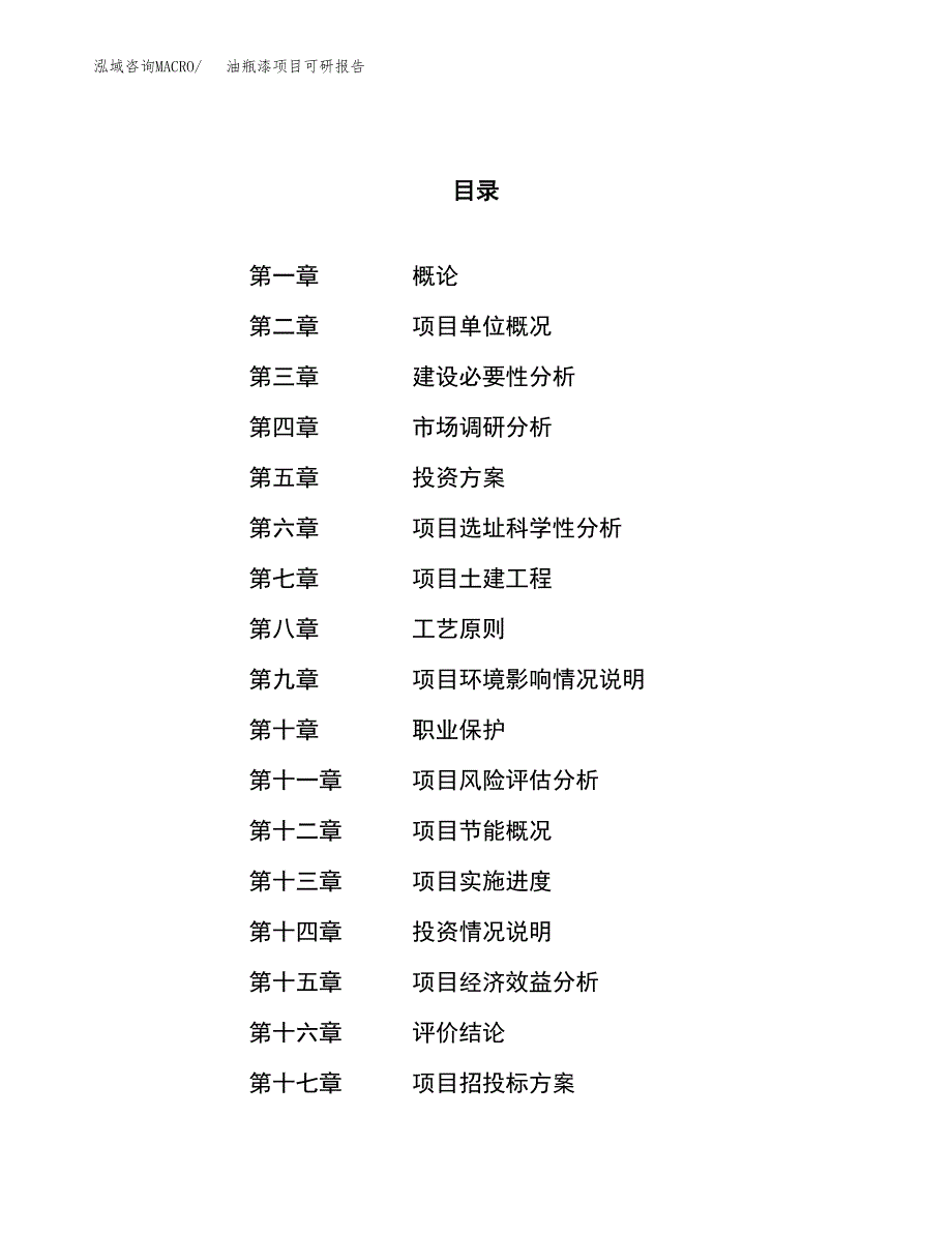 油瓶漆项目可研报告（立项申请）_第1页