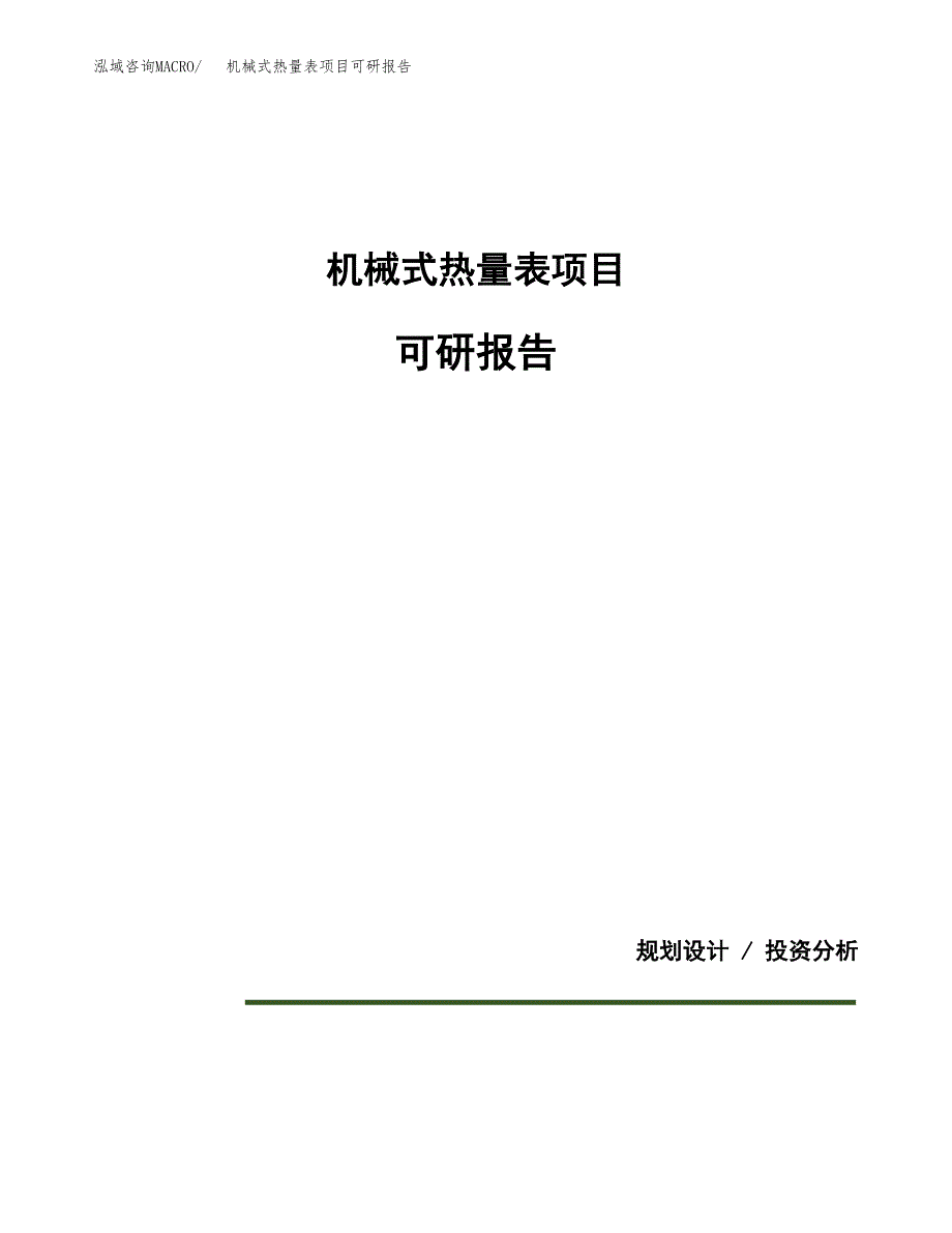 (2019)机械式热量表项目可研报告模板.docx_第1页