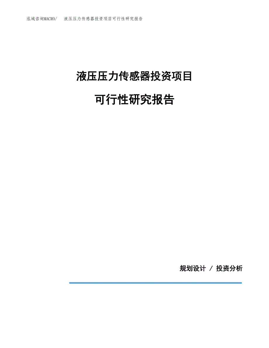 液压压力传感器投资项目可行性研究报告2019.docx_第1页