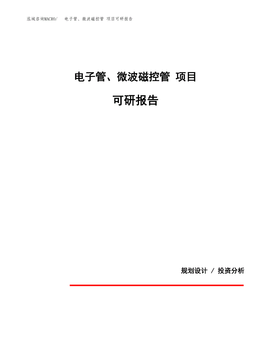 (2019)电子管、微波磁控管 项目可研报告模板.docx_第1页