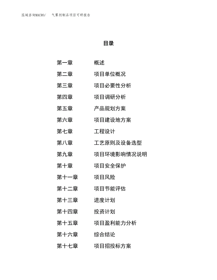 气雾剂制品项目可研报告（立项申请）_第1页