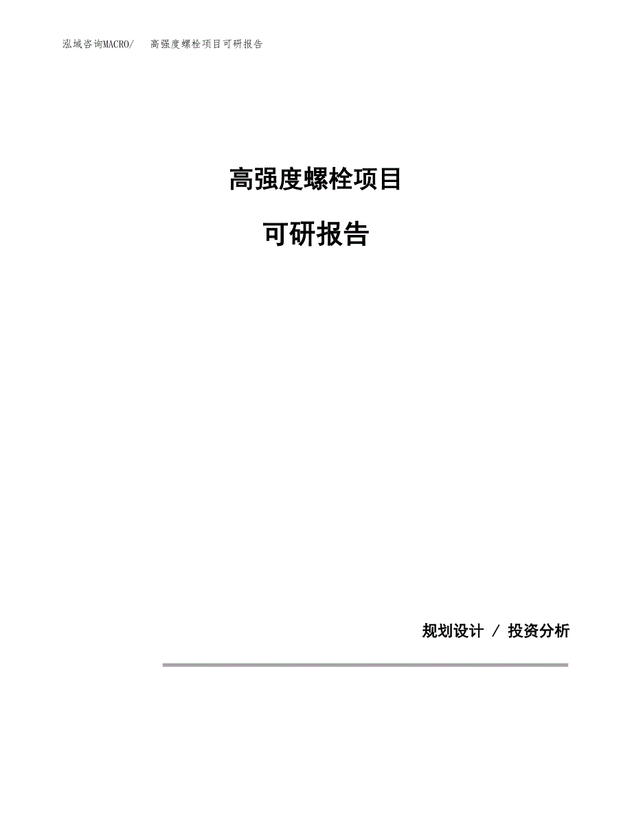 (2019)高强度螺栓项目可研报告模板.docx_第1页
