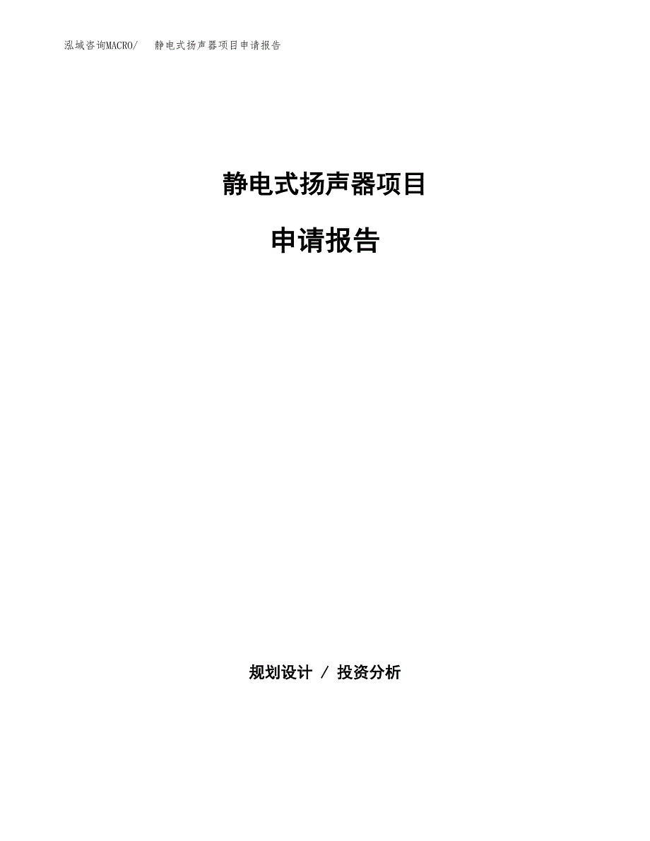 静电式扬声器项目申请报告范文（总投资11000万元）.docx_第1页