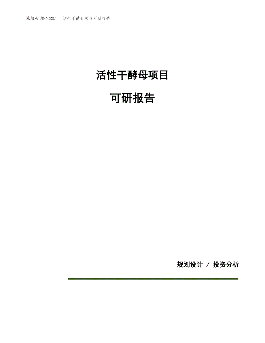 (2019)活性干酵母项目可研报告模板.docx_第1页