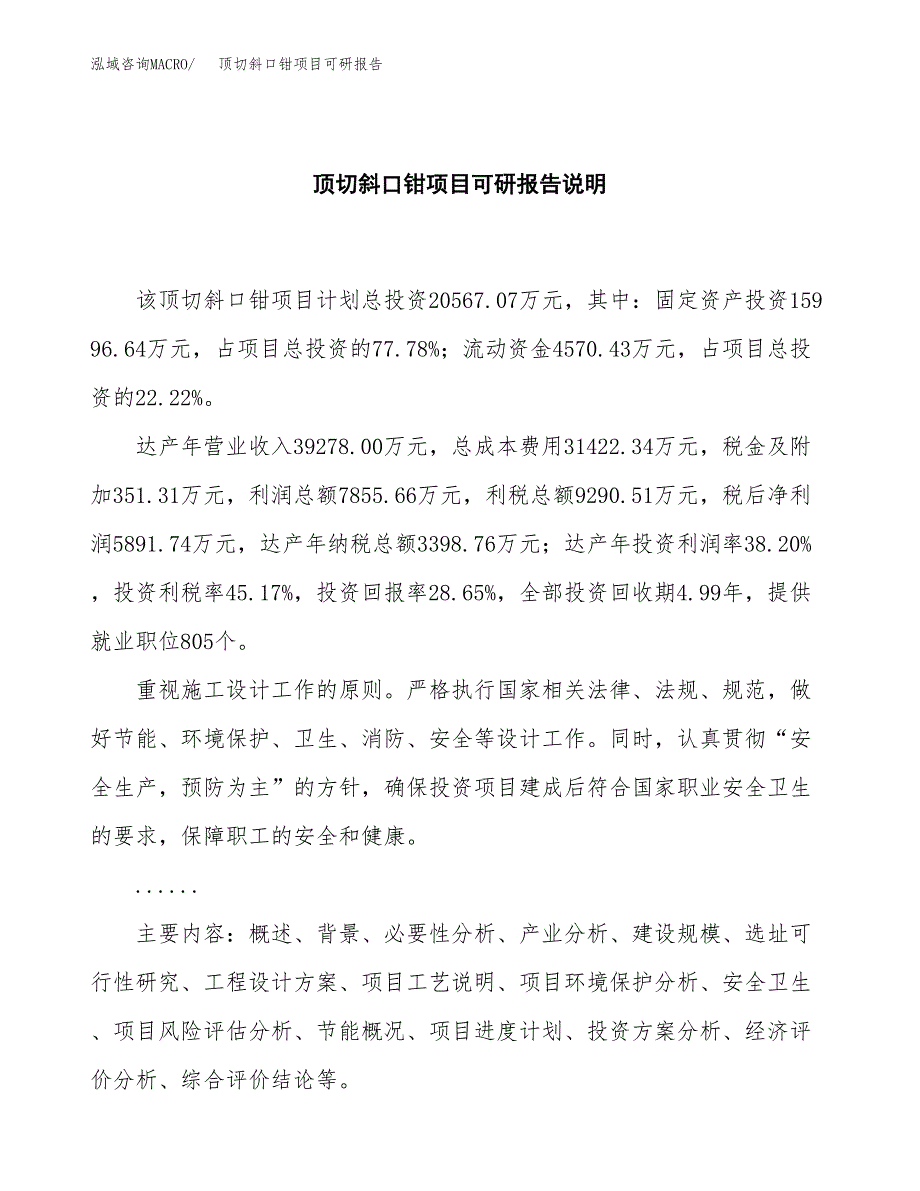 (2019)顶切斜口钳项目可研报告模板.docx_第2页