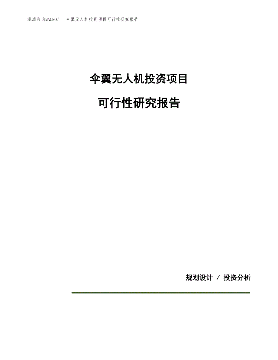 伞翼无人机投资项目可行性研究报告2019.docx_第1页