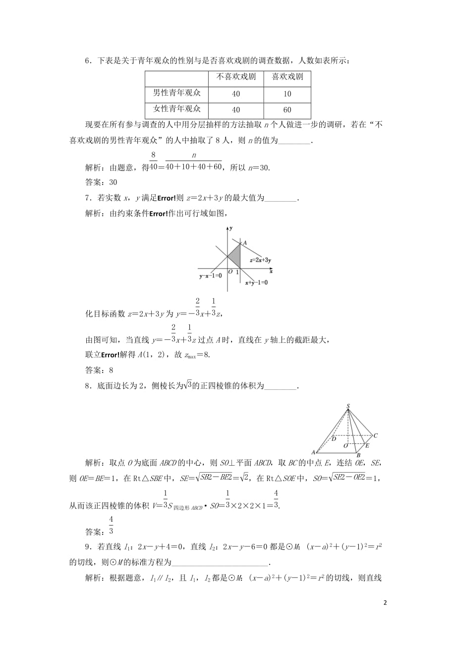 江苏省2019高考数学二轮复习 自主加餐的3大题型 14个填空题综合仿真练（四）（含解析）_第2页