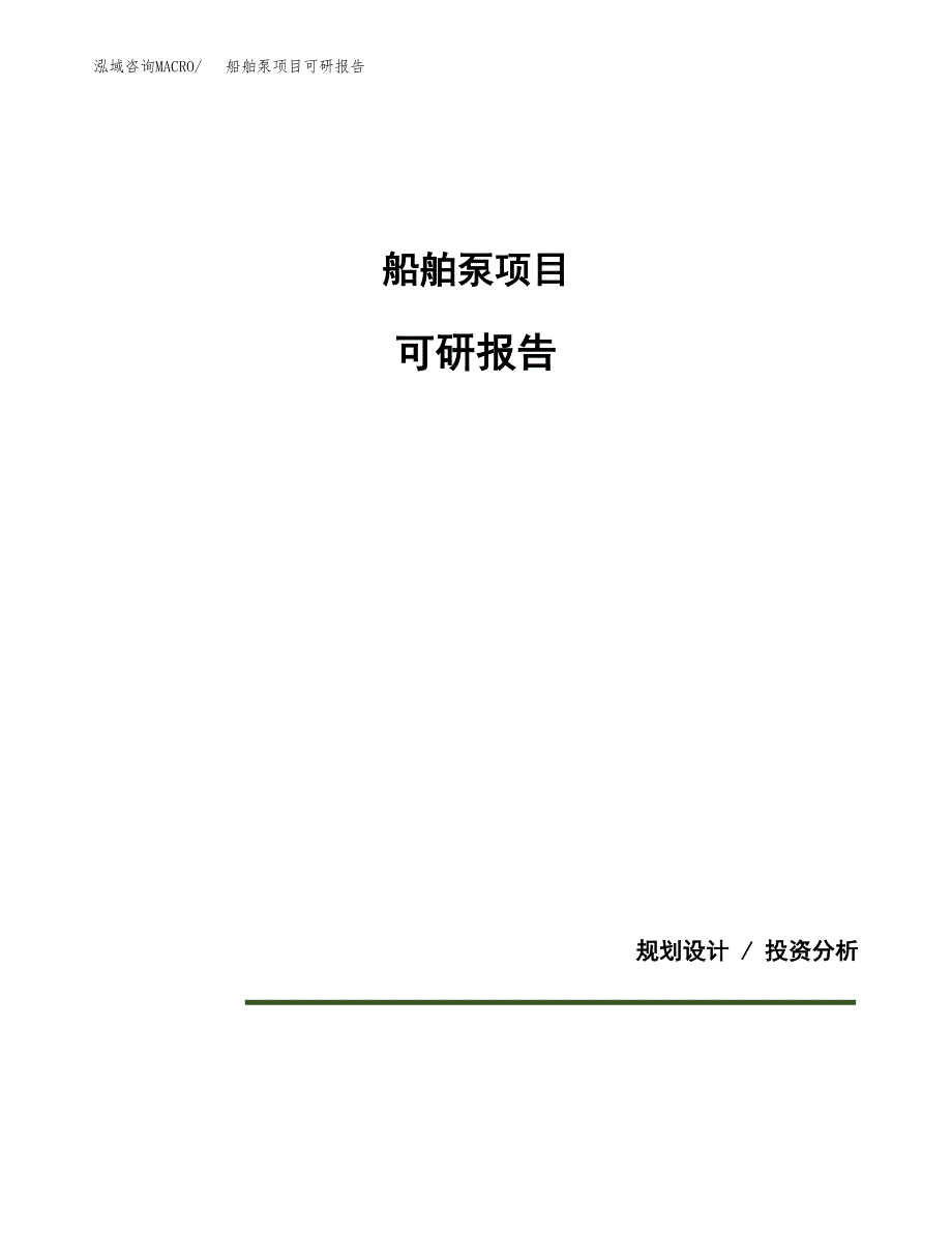 (2019)船舶泵项目可研报告模板.docx_第1页