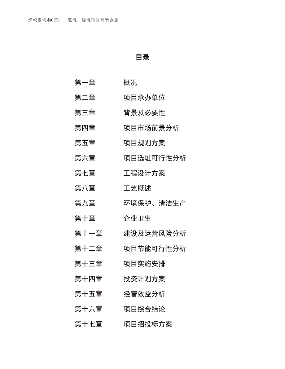 缆绳、锚绳项目可研报告（立项申请）_第1页