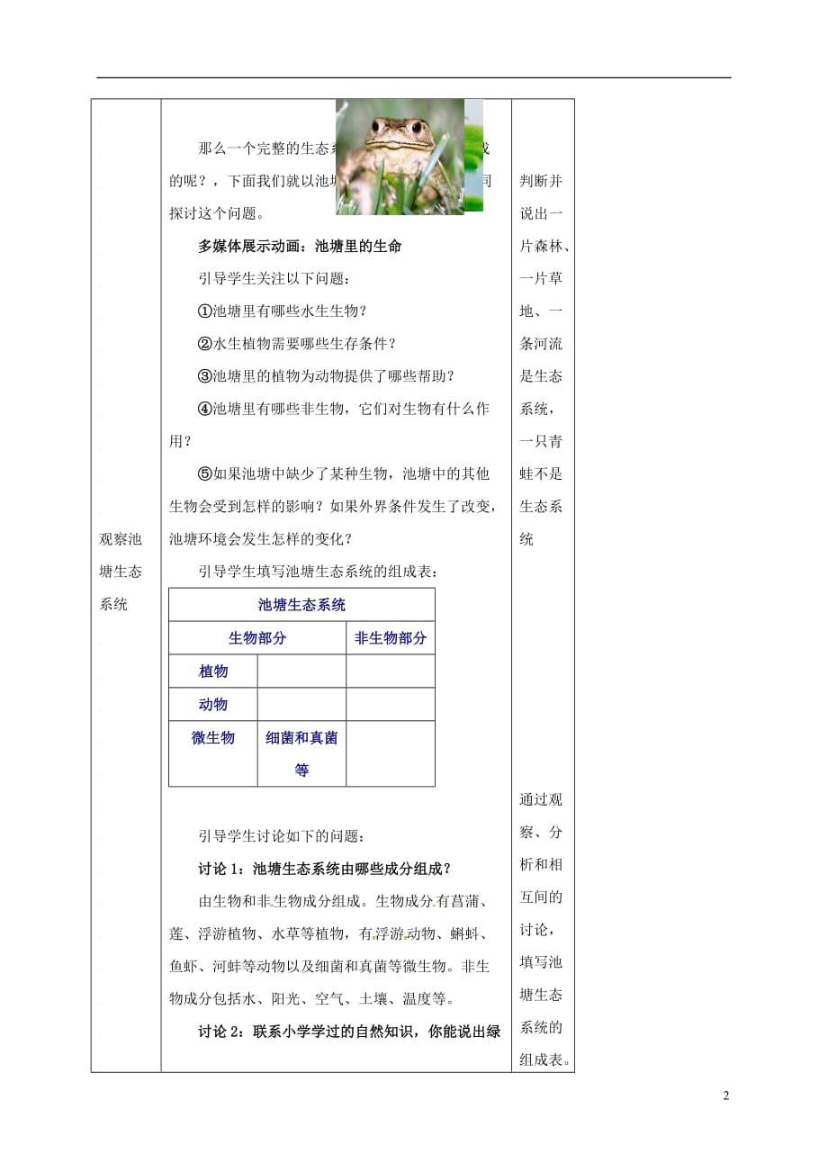 江苏省盱眙县七年级生物上册 2.3.1 多种多样的生态系统教案 （新版）苏科版_第2页