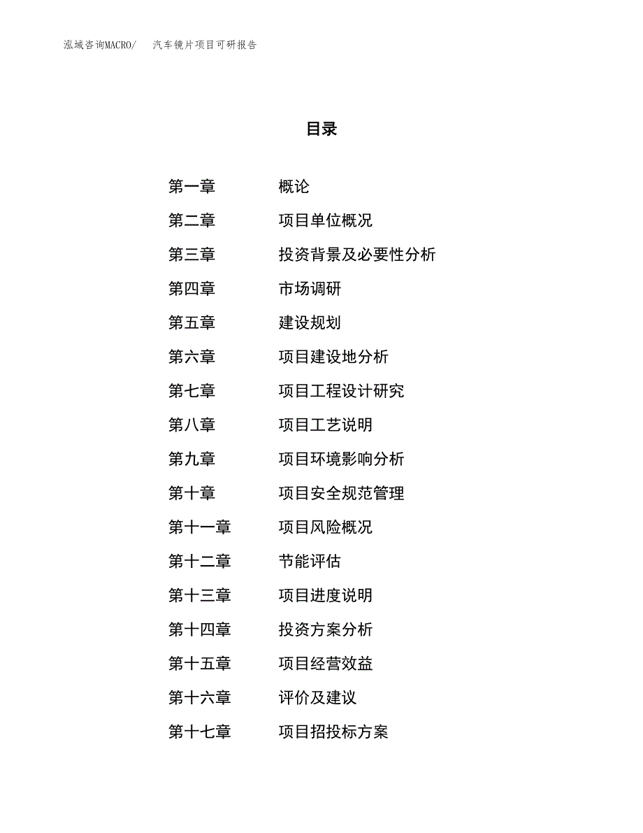 汽车镜片项目可研报告（立项申请）_第1页