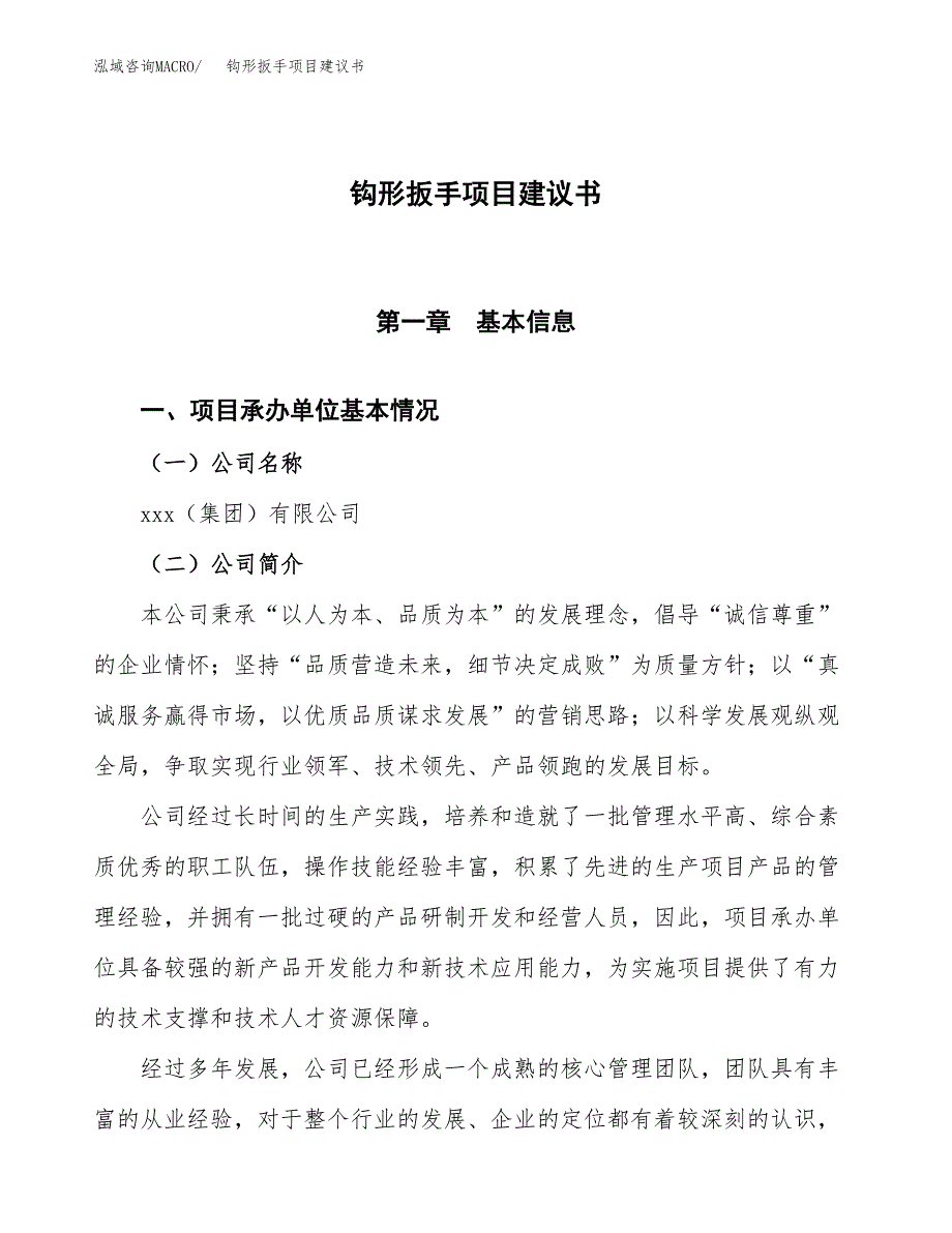 钩形扳手项目建议书范文模板_第1页