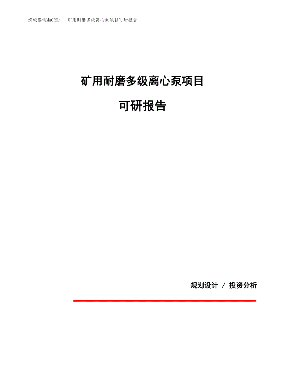 (2019)矿用耐磨多级离心泵项目可研报告模板.docx_第1页