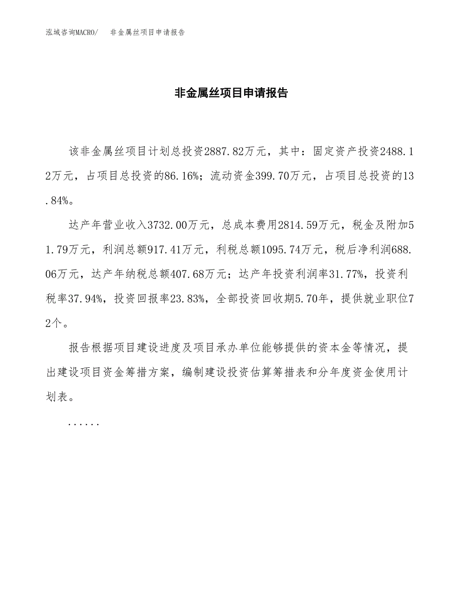 非金属丝项目申请报告范文（总投资3000万元）.docx_第2页