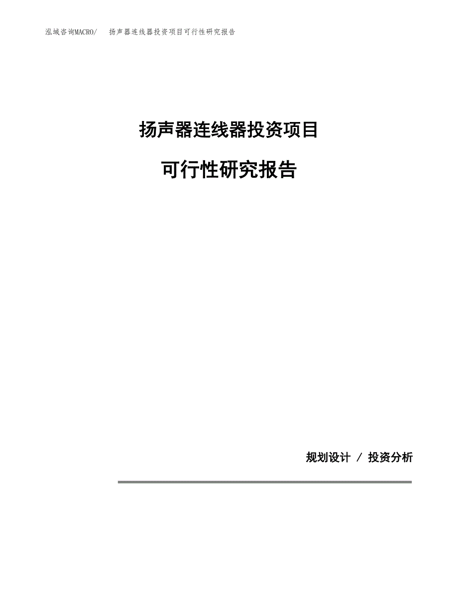 扬声器连线器投资项目可行性研究报告2019.docx_第1页