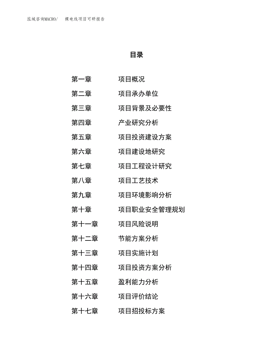 裸电线项目可研报告（立项申请）_第1页