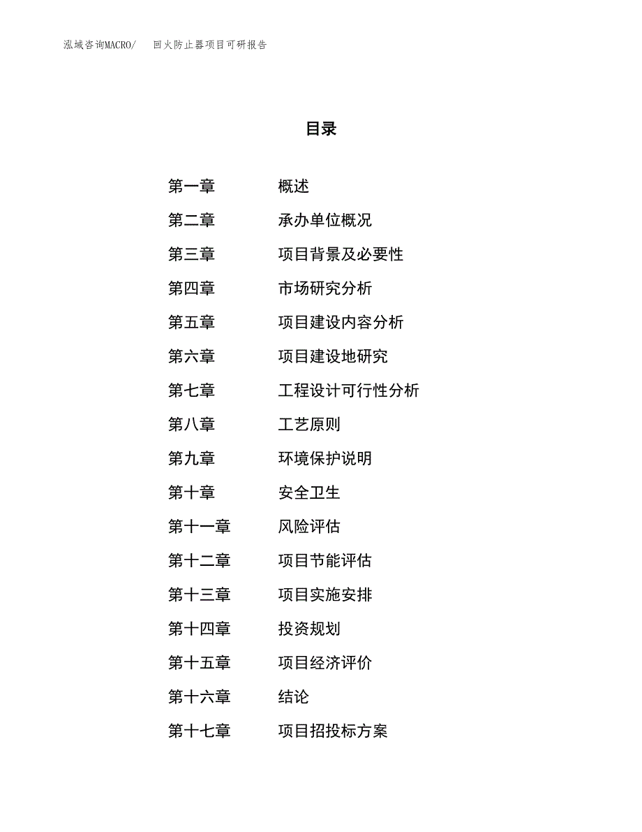 回火防止器项目可研报告（立项申请）_第1页