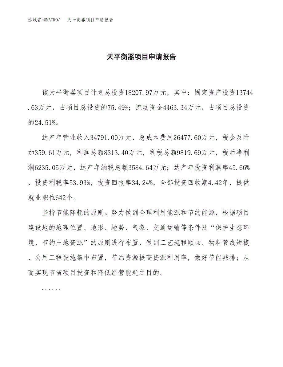 天平衡器项目申请报告范文（总投资18000万元）.docx_第2页