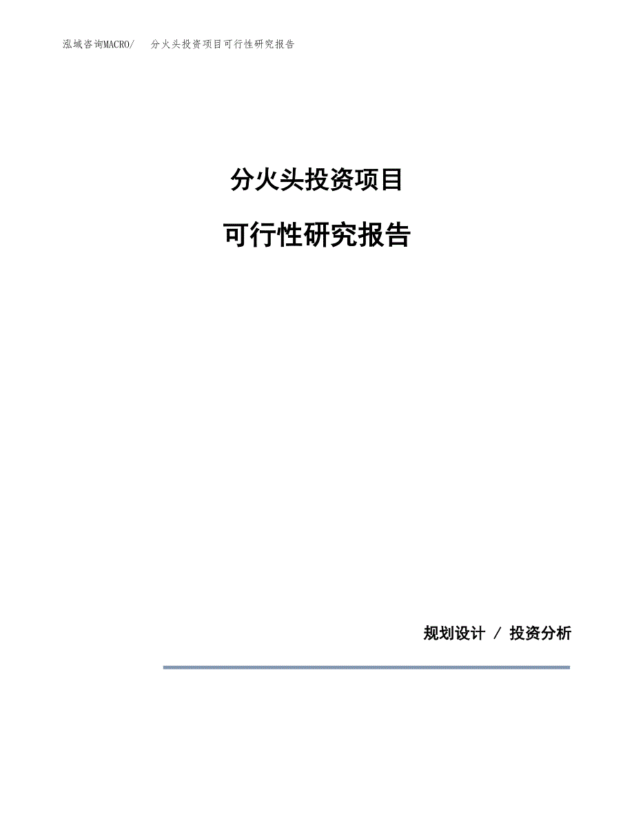 分火头投资项目可行性研究报告2019.docx_第1页