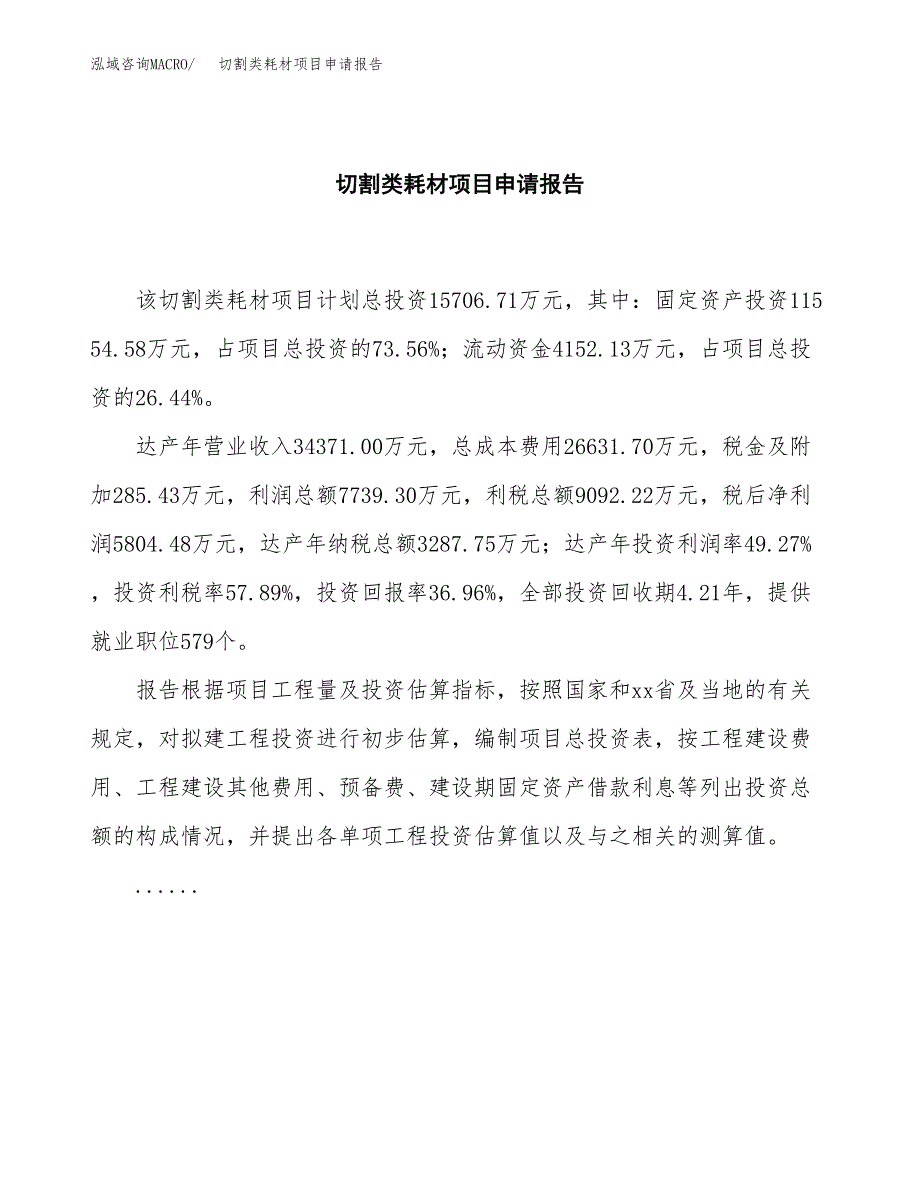 切割类耗材项目申请报告范文（总投资16000万元）.docx_第2页