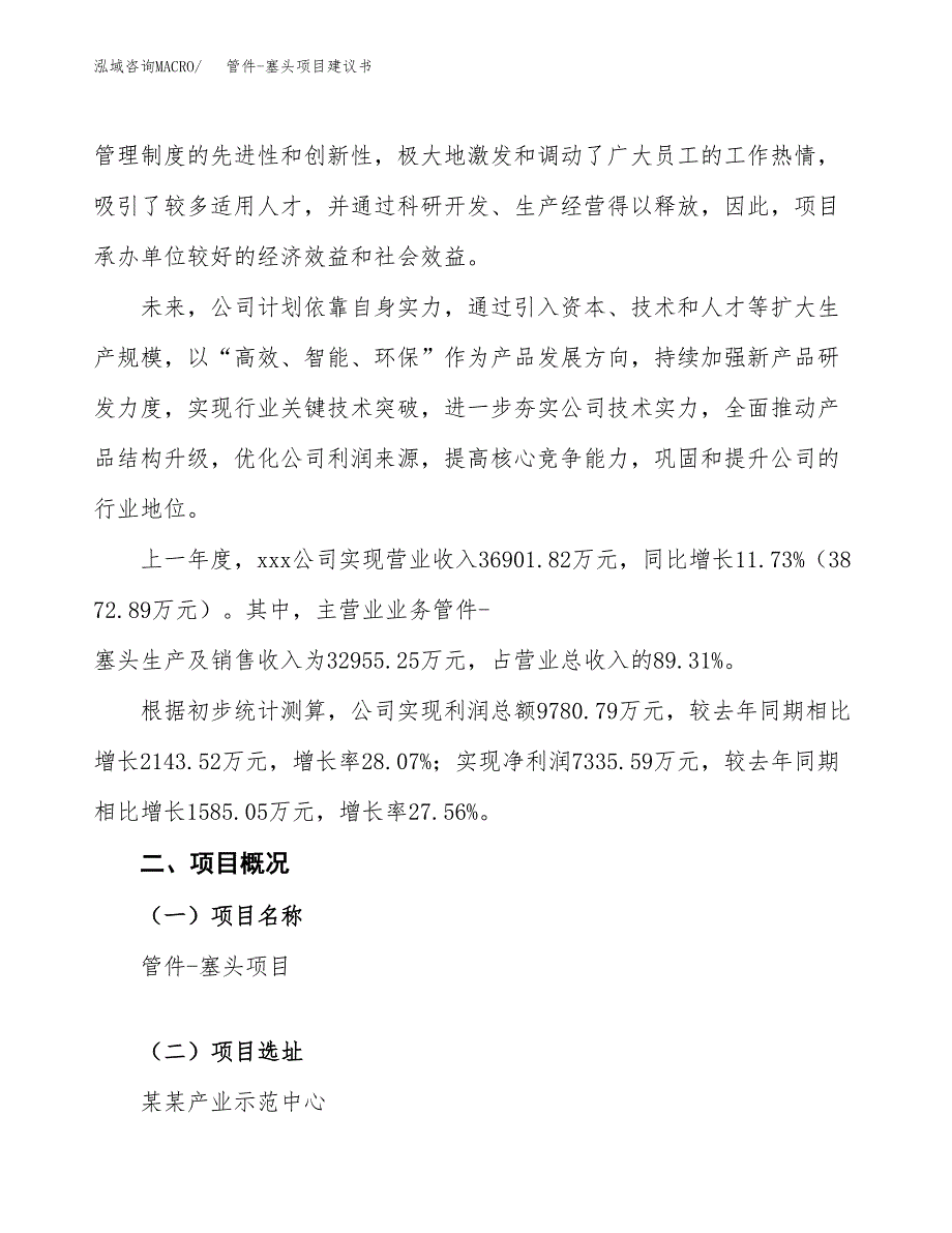 管件-塞头项目建议书范文模板_第2页