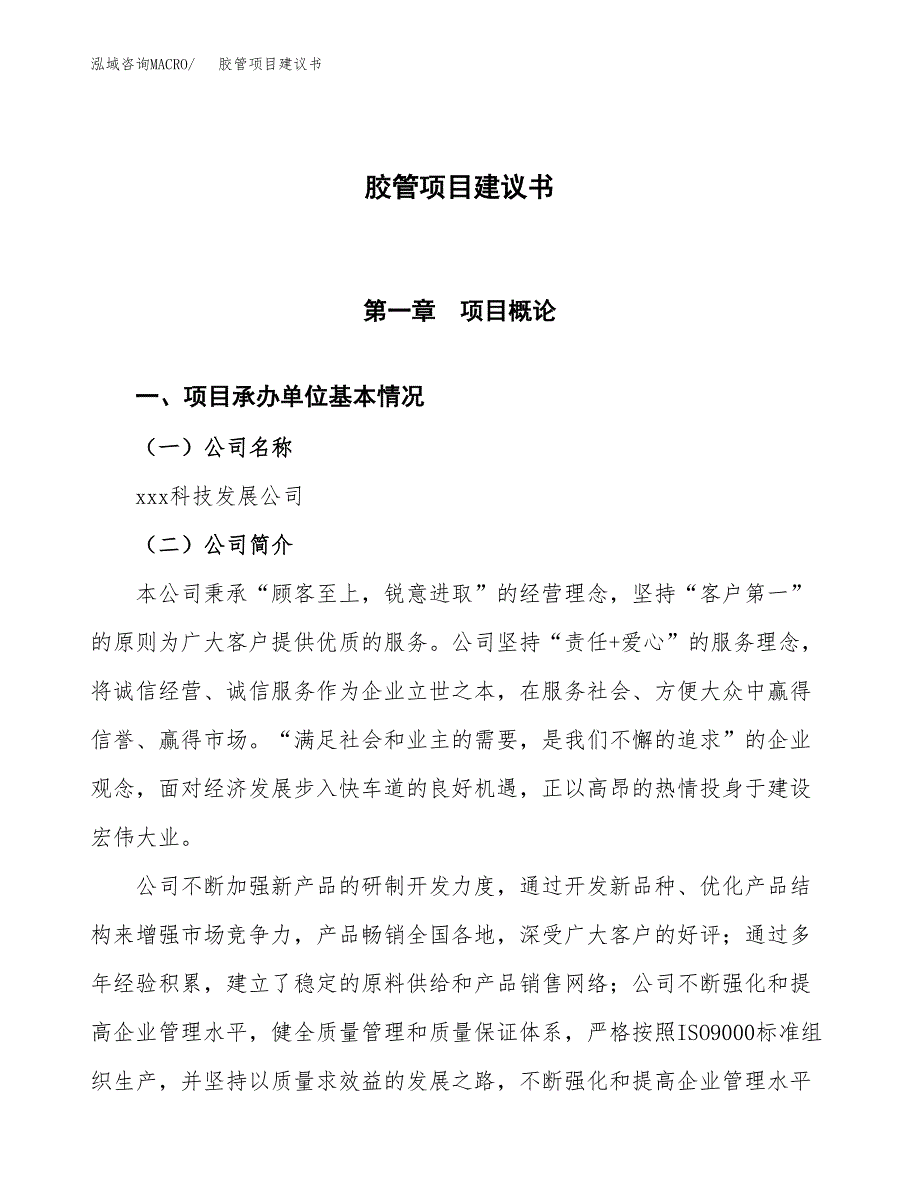 胶管项目建议书范文模板_第1页