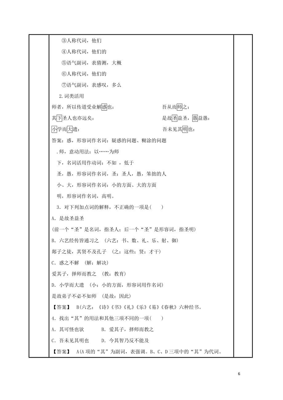 河北省武邑中学2019届高三语文 课内文言文复习 师说习题教案_第2页