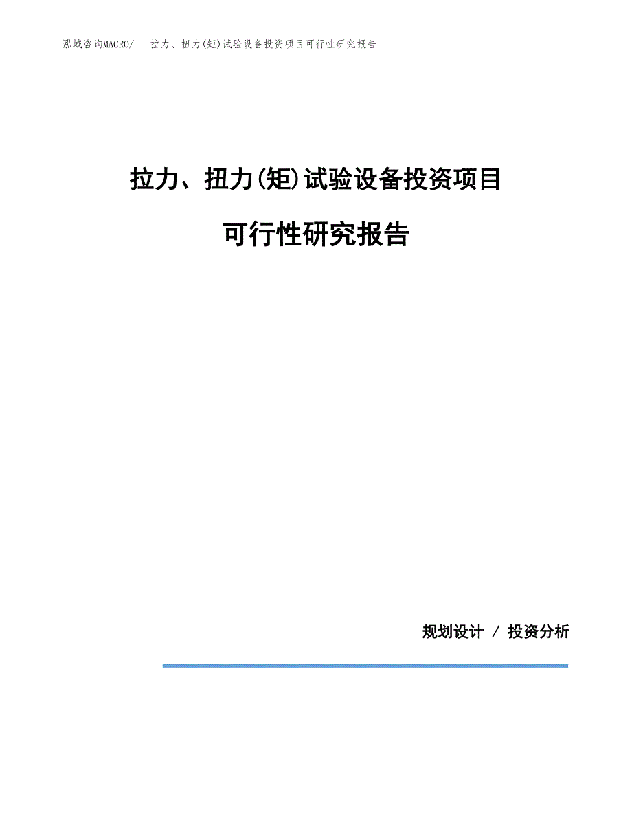 拉力、扭力(矩)试验设备投资项目可行性研究报告2019.docx_第1页