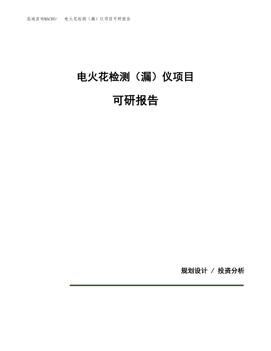 (2019)电火花检测（漏）仪项目可研报告模板.docx_第1页