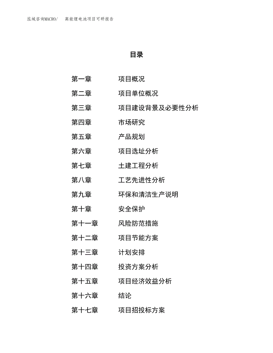 高能锂电池项目可研报告（立项申请）_第1页