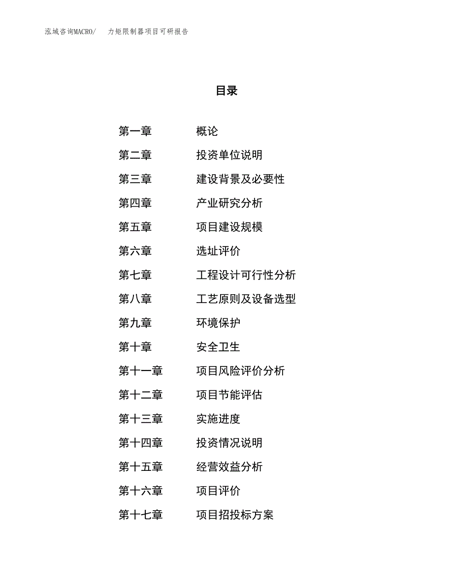 力矩限制器项目可研报告（立项申请）_第1页