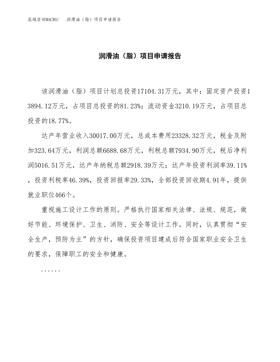 润滑油（脂）项目申请报告范文（总投资17000万元）.docx_第2页