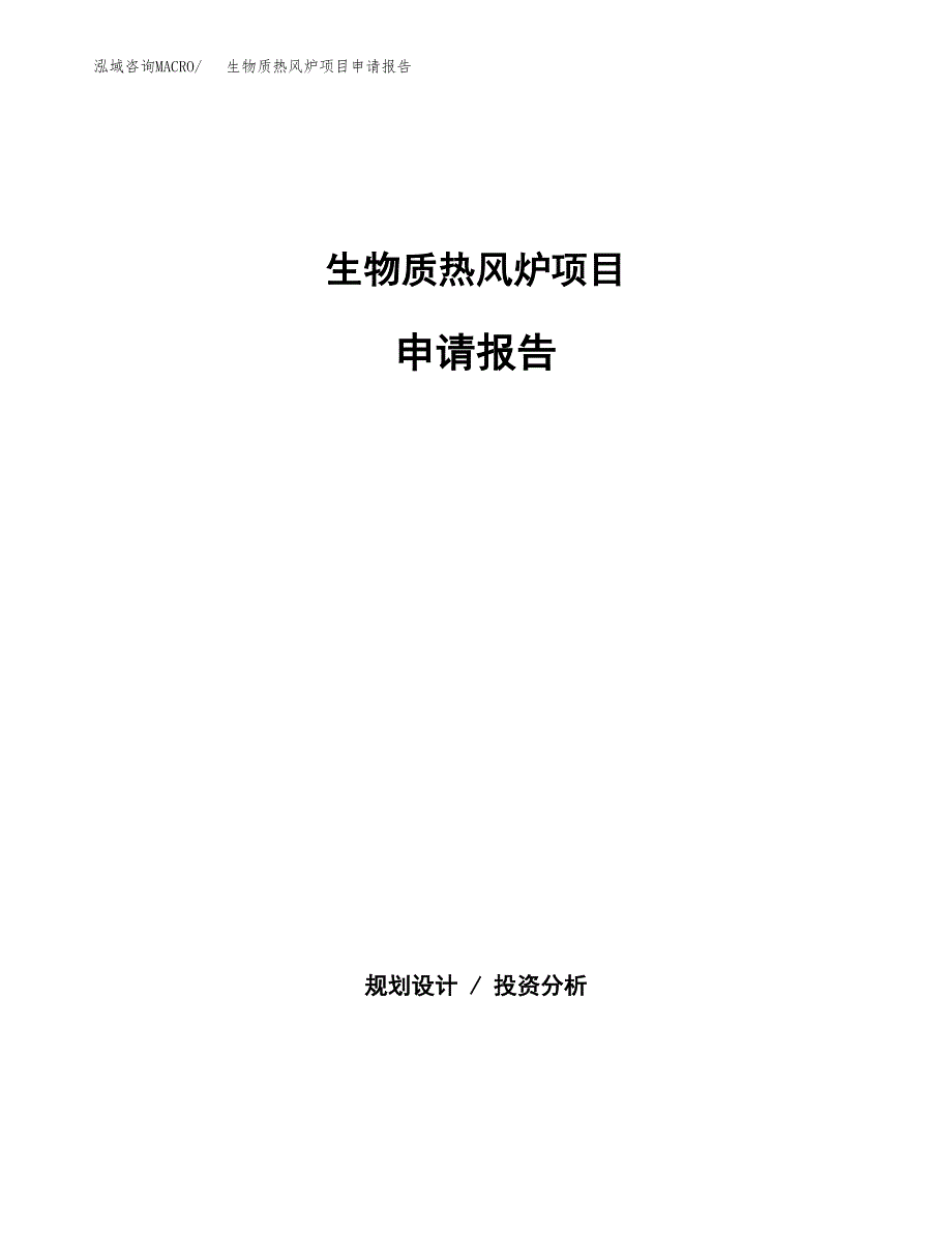 生物质热风炉项目申请报告范文（总投资10000万元）.docx_第1页