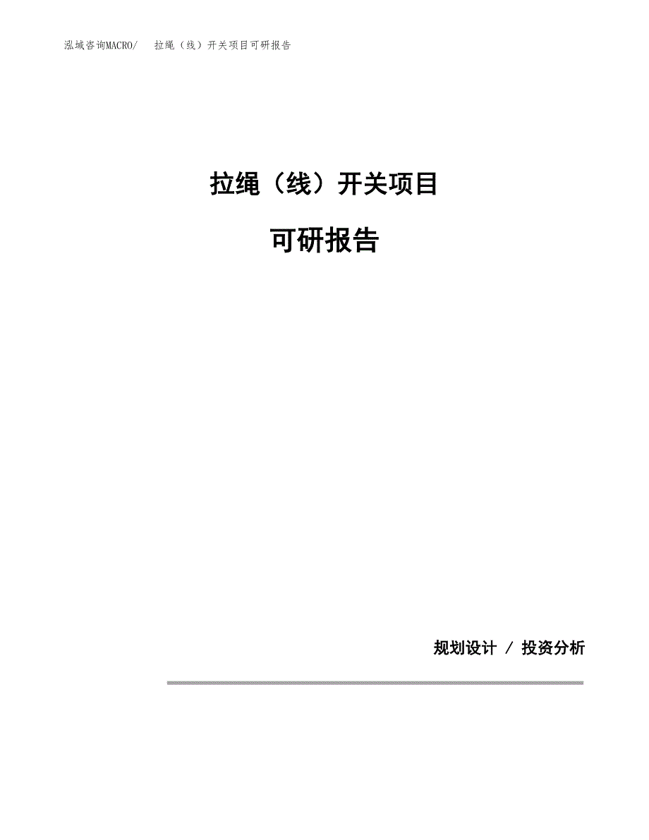 (2019)拉绳（线）开关项目可研报告模板.docx_第1页