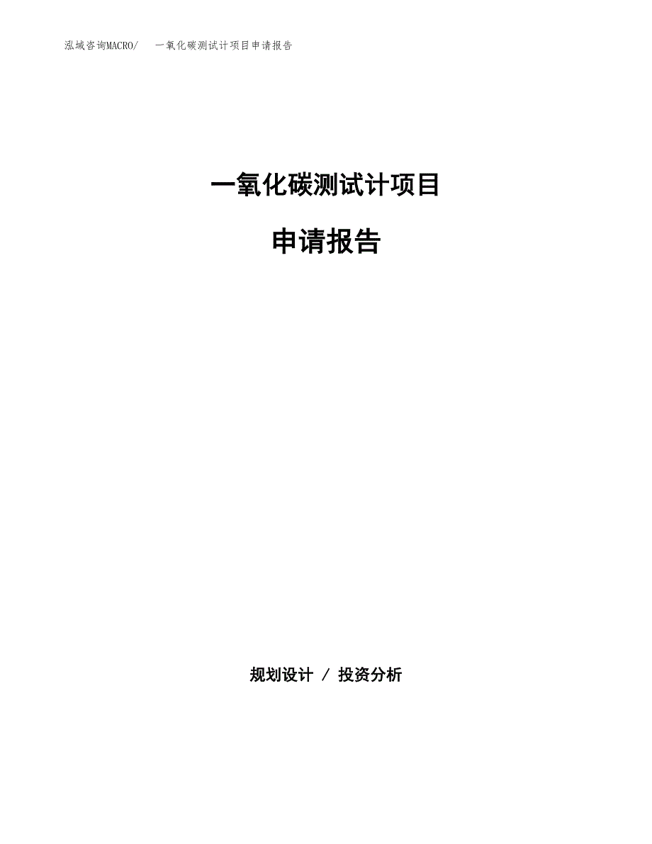 一氧化碳测试计项目申请报告范文（总投资3000万元）.docx_第1页