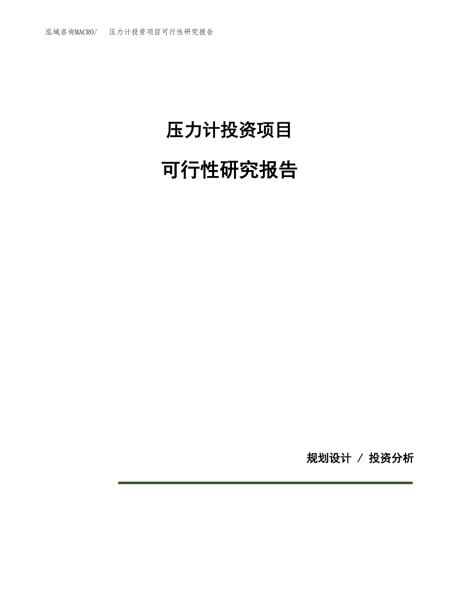 压力计投资项目可行性研究报告2019.docx_第1页