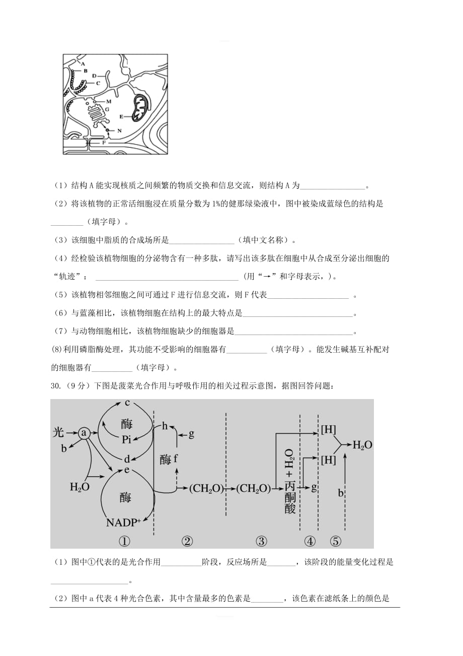 陕西省2019届高三上学期二模考试理综生物试卷 含答案_第3页