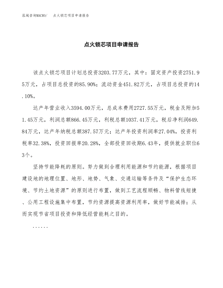 点火锁芯项目申请报告范文（总投资3000万元）.docx_第2页