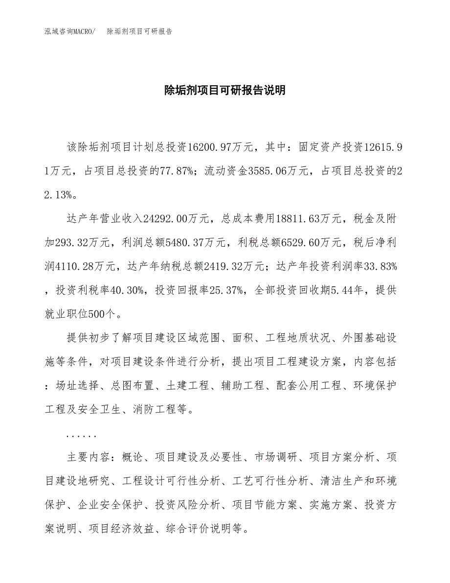 (2019)除垢剂项目可研报告模板.docx_第2页