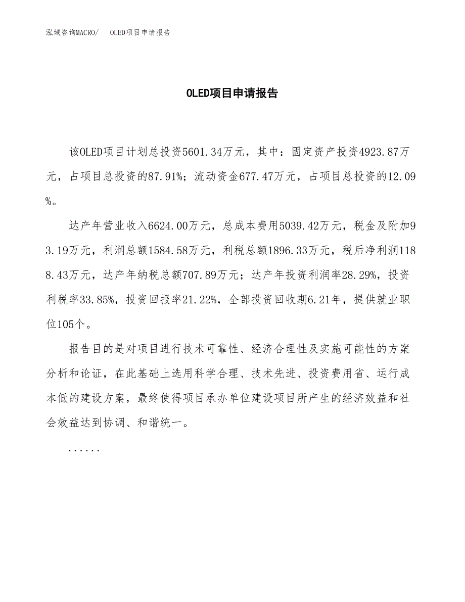 OLED项目申请报告范文（总投资6000万元）.docx_第2页