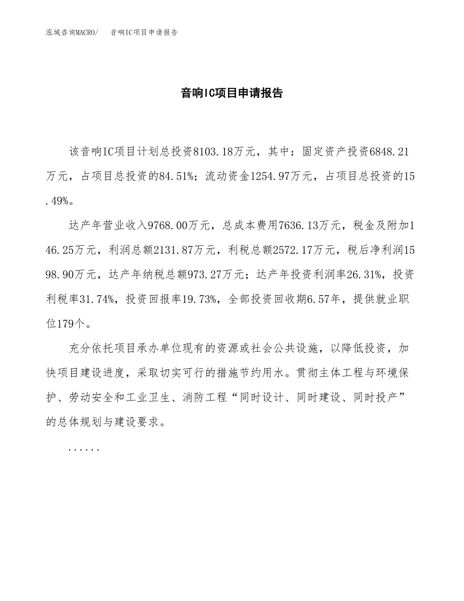 音响IC项目申请报告范文（总投资8000万元）.docx_第2页