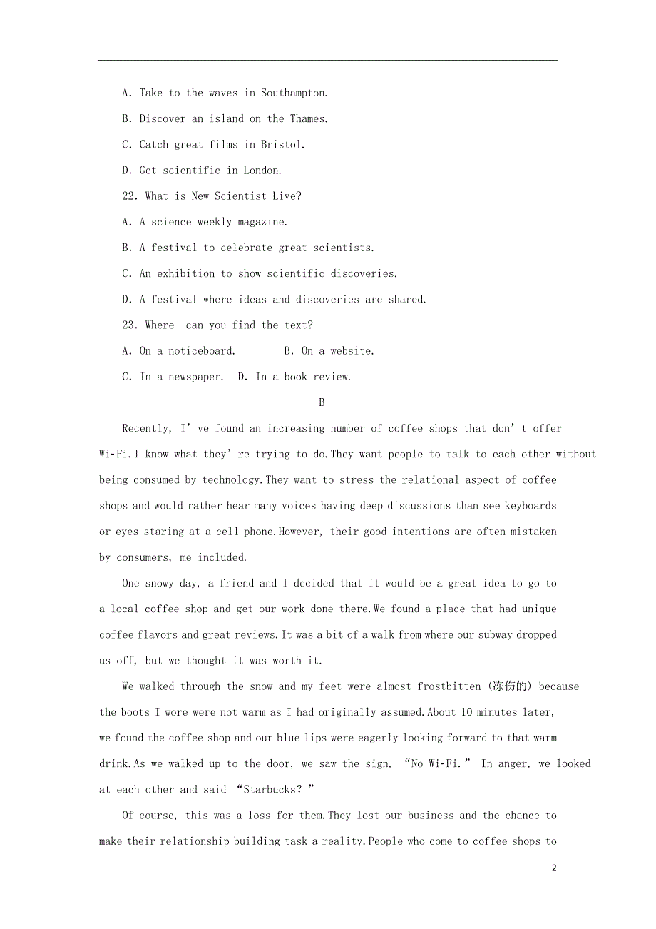 河北省安平县高一英语寒假作业11（实验班）_第2页