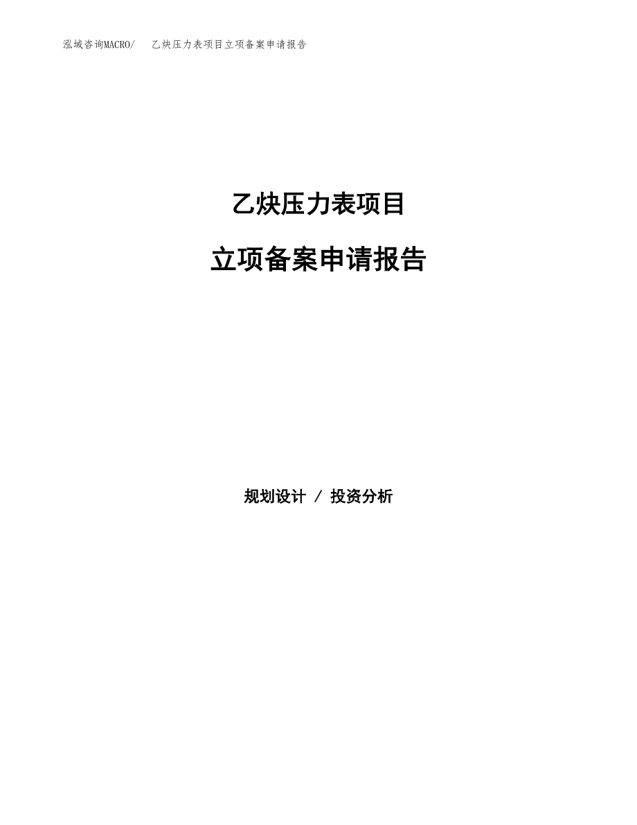 乙炔压力表项目立项备案申请报告.docx_第1页