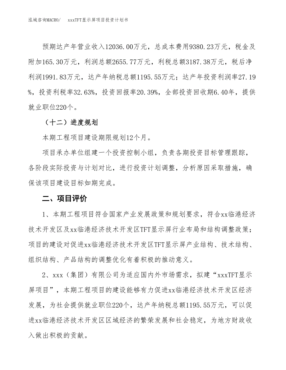 xxxTFT显示屏项目投资计划书范文.docx_第3页