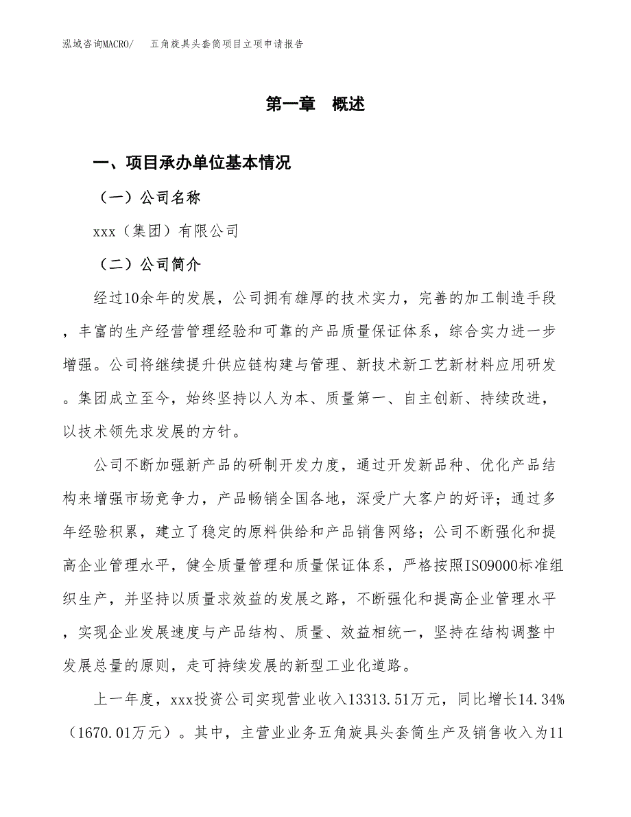 五角旋具头套筒项目立项申请报告（总投资9000万元）.docx_第2页