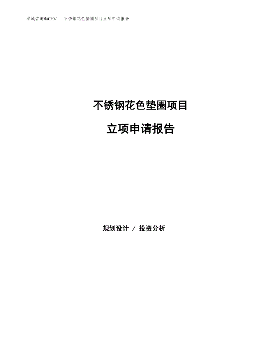 不锈钢花色垫圈项目立项申请报告（总投资10000万元）.docx_第1页